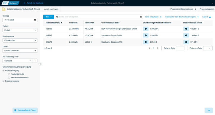 Lokationsbasierter Tarifvergleich Strom